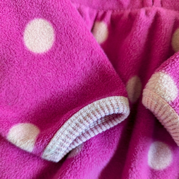 4/$15 Old Navy 18-24 months fleece quarter zip pullover pink polkadot sweater - Picture 4 of 6
